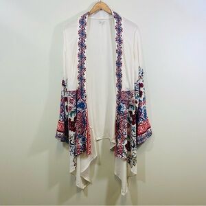 Cato Multicolor Boho Print Open Front Kimono Cardigan